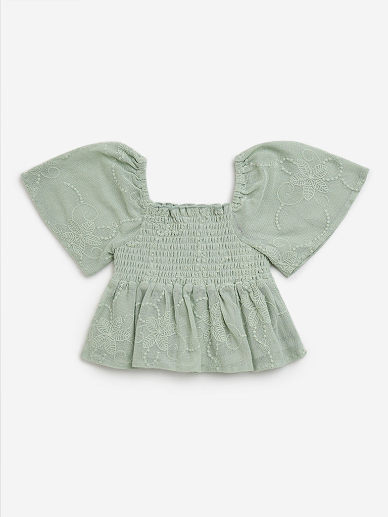 HOP Kids Sage Smocked Top