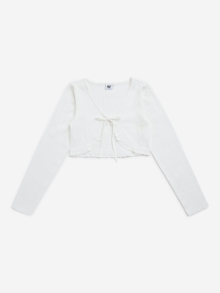 Y&F Kids White Tie-Up Detailed Top