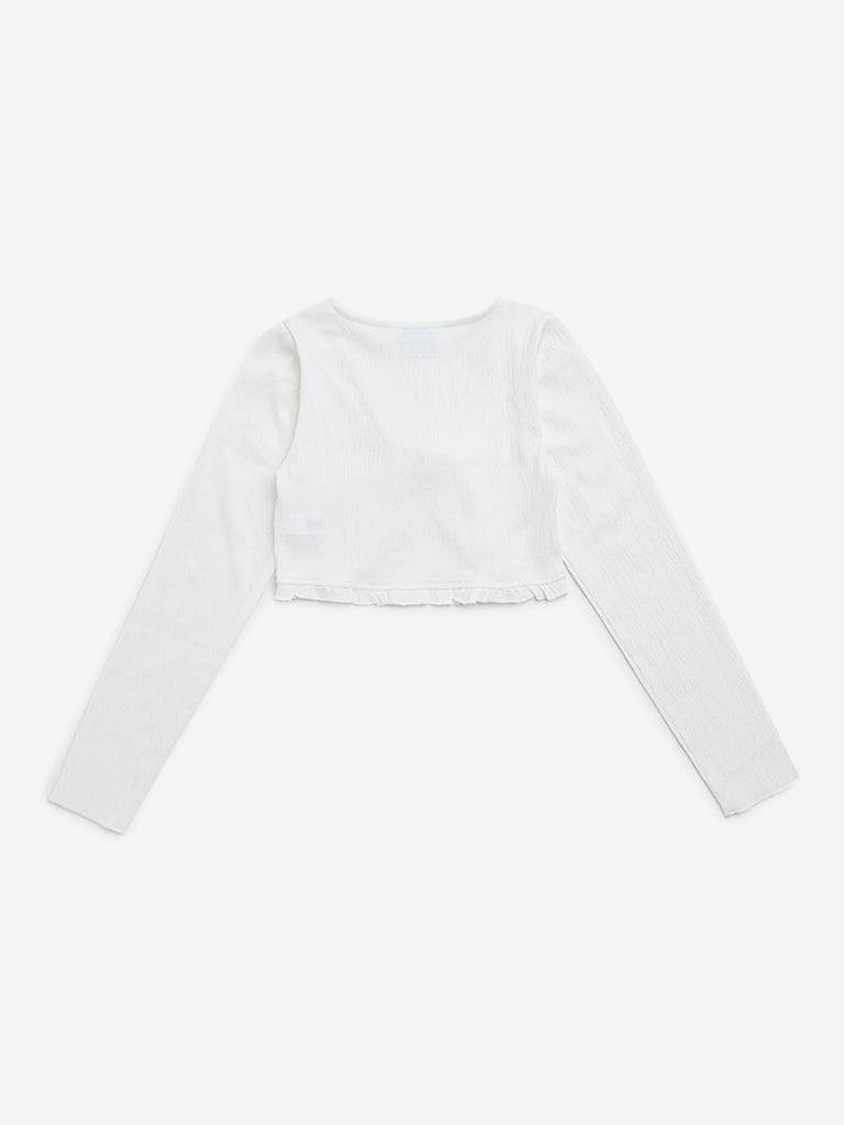 Y&F Kids White Tie-Up Detailed Top