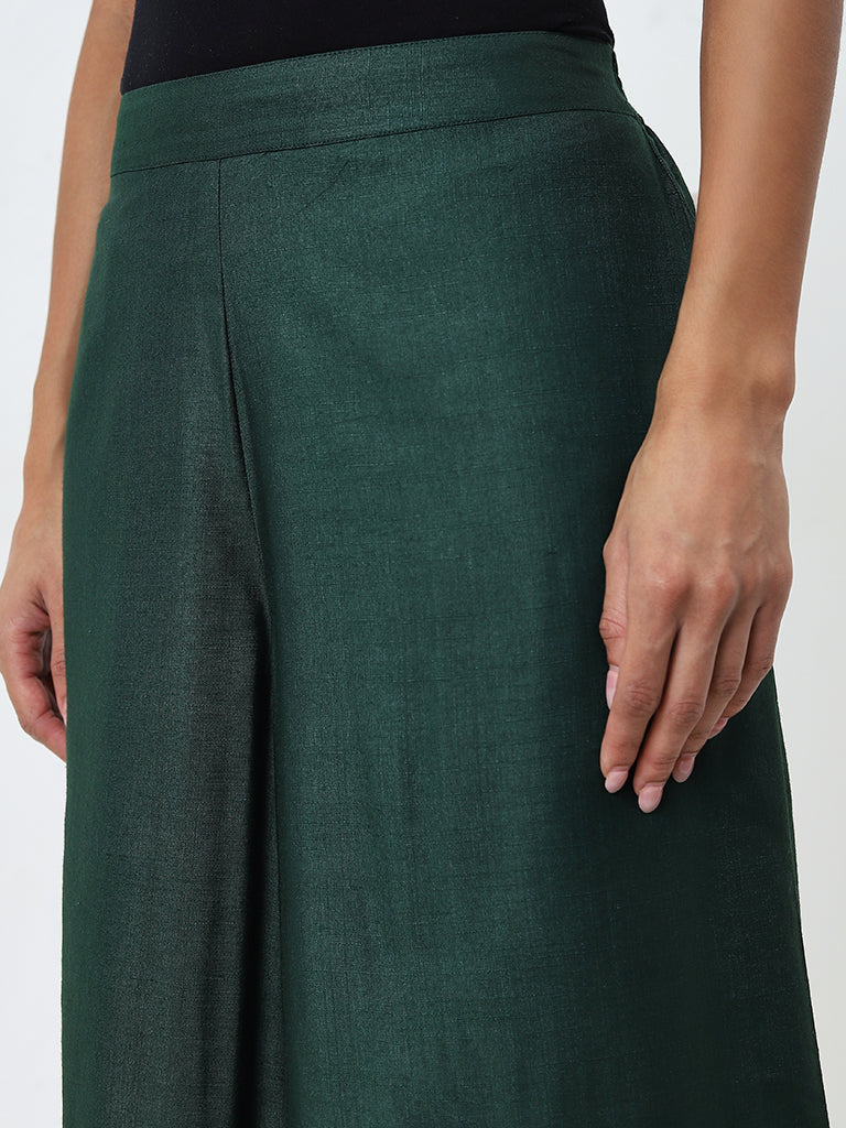 Zuba Dark Green High-Rise Palazzos