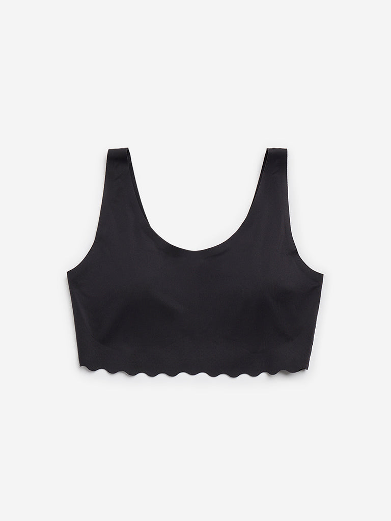 Y&F Kids Black Solid Crop Top