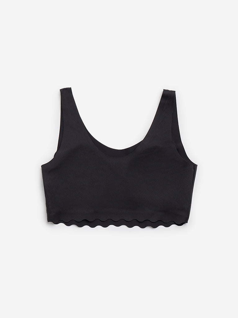 Y&F Kids Black Solid Crop Top