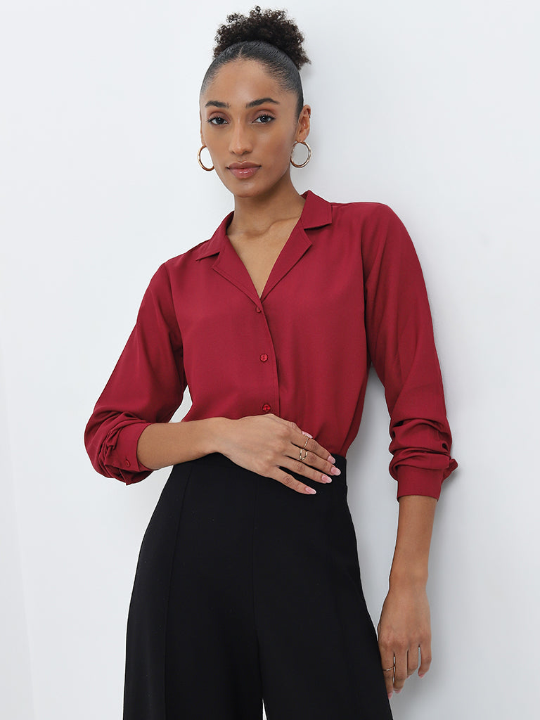 Wardrobe Red Solid Shirt