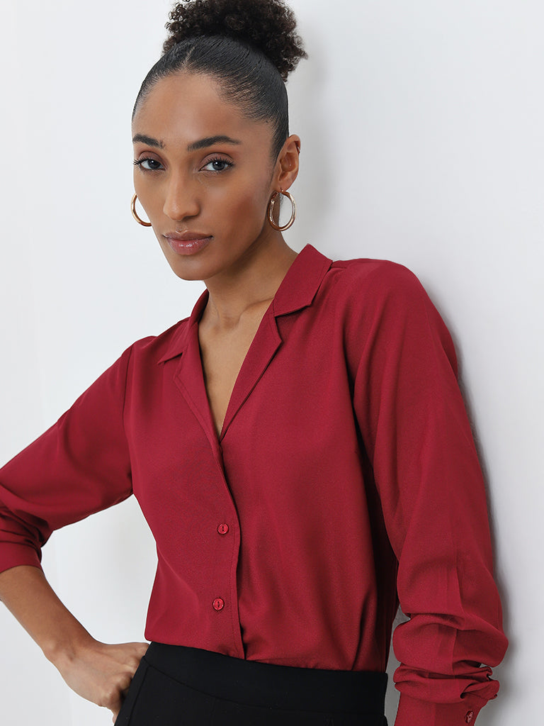 Wardrobe Red Solid Shirt