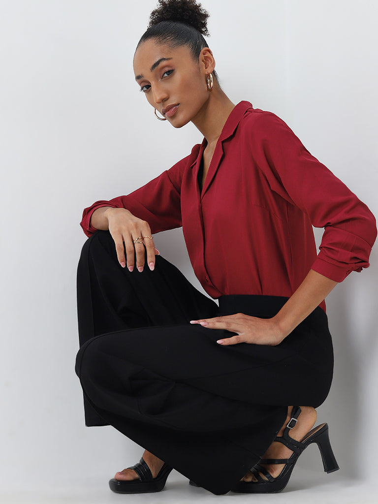 Wardrobe Red Solid Shirt