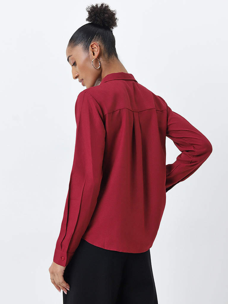 Wardrobe Red Solid Shirt