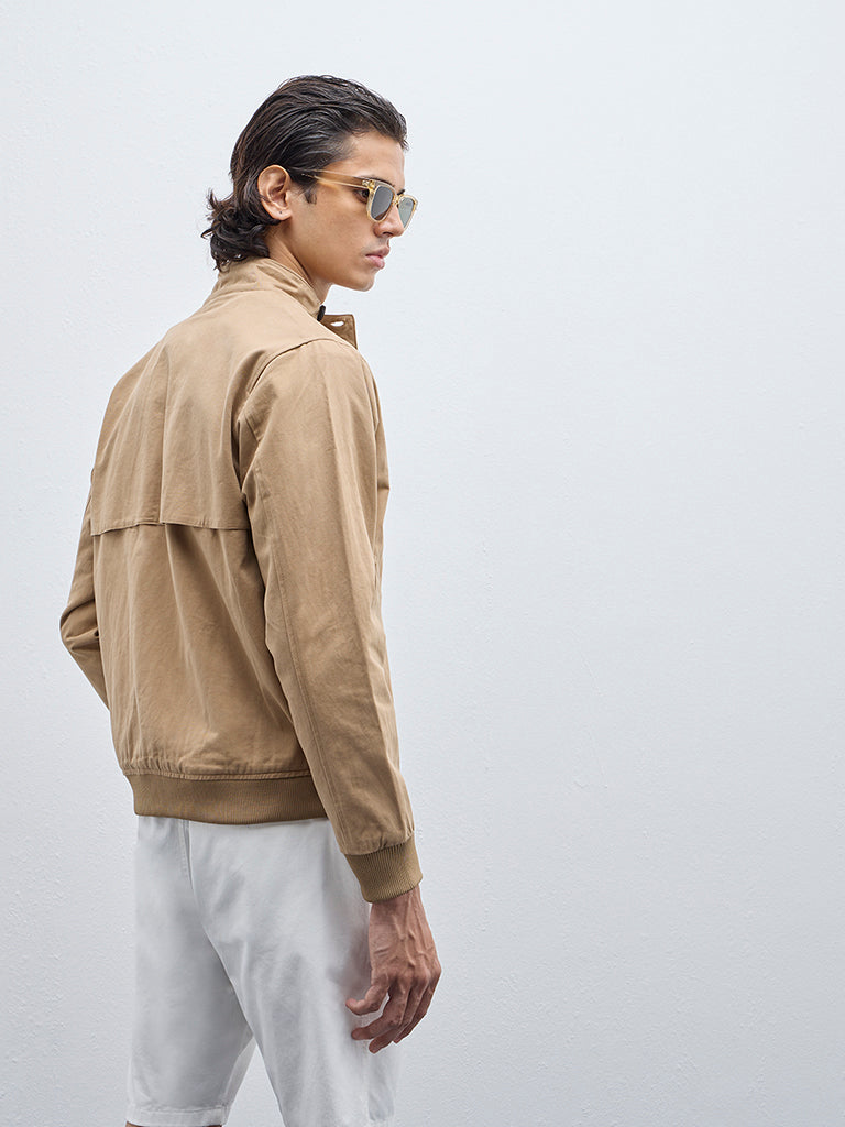 WES Casuals Beige Relaxed-Fit Cotton Jacket