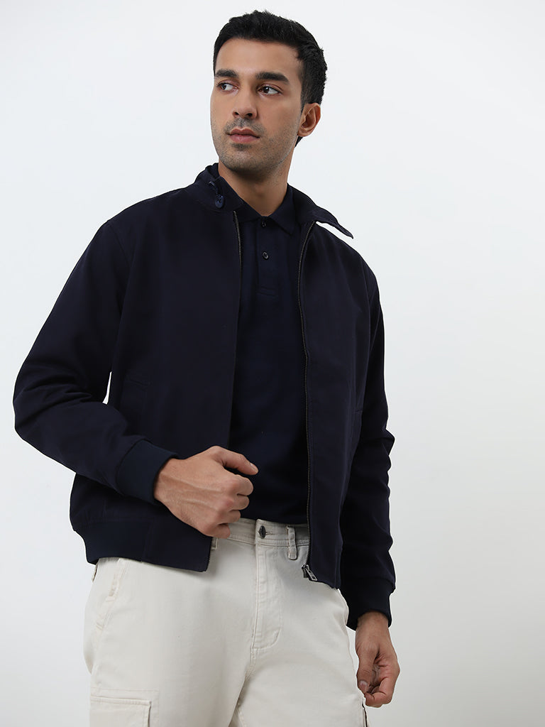 WES Casuals Navy Relaxed-Fit Cotton Jacket