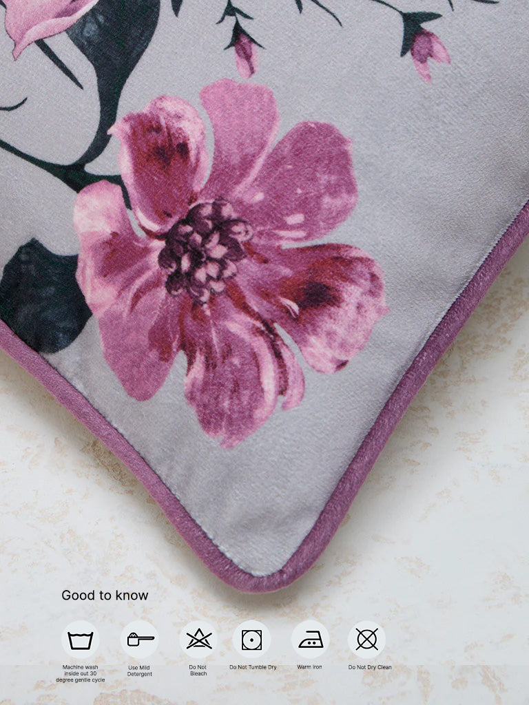 Westside Home Lilac Floral Printed Cushion Cover