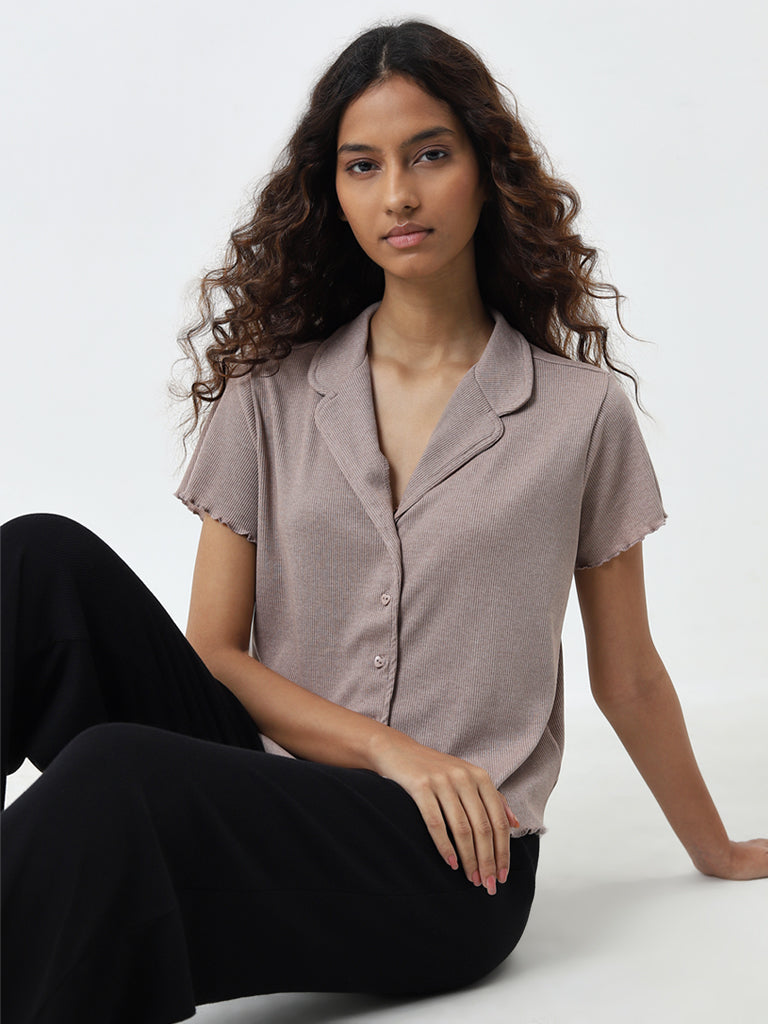 Superstar Light Taupe Ribbed Shirt