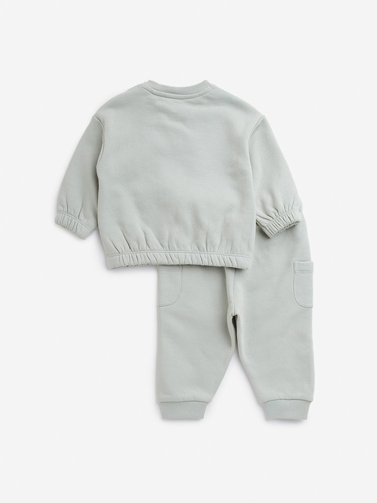 HOP Baby Sage Animal Design Sweatshirt with Joggers Set