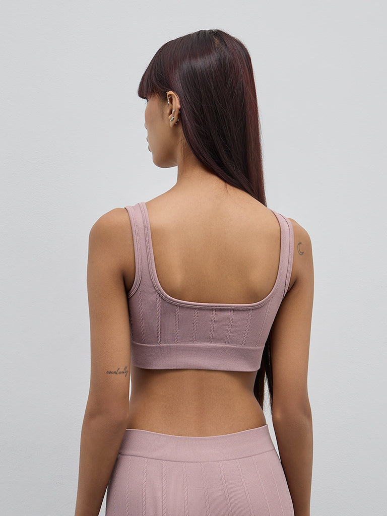 Superstar Mauve Ribbed Textured Seam-Free Bra