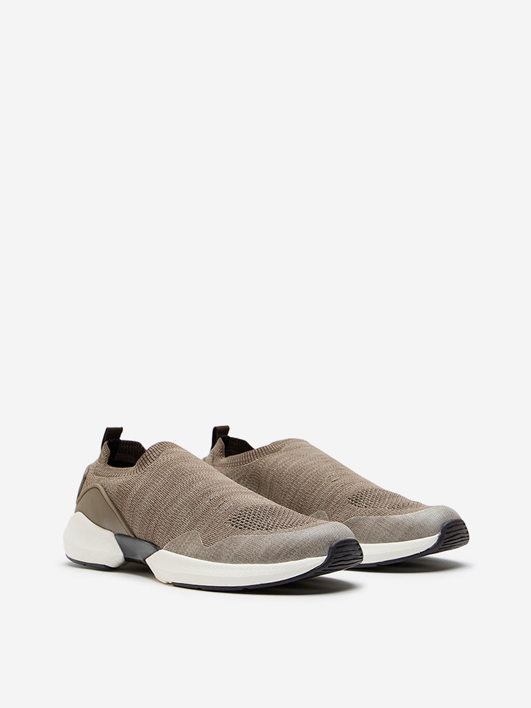 SOLEPLAY Taupe Knitted Slip-On Shoes