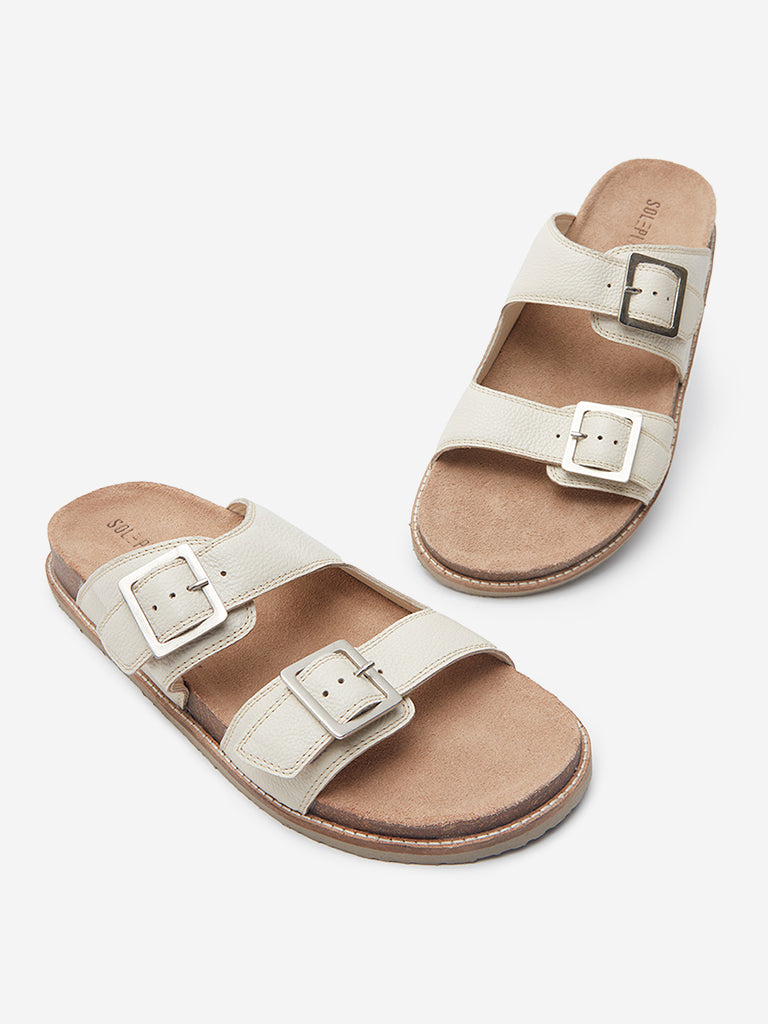 SOLEPLAY Off-White Slip-On Corduroy Sandals