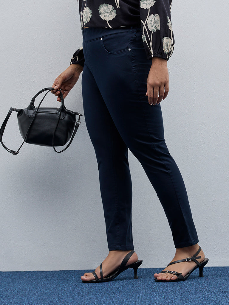 Gia Navy High-Rise Denim Jeggings