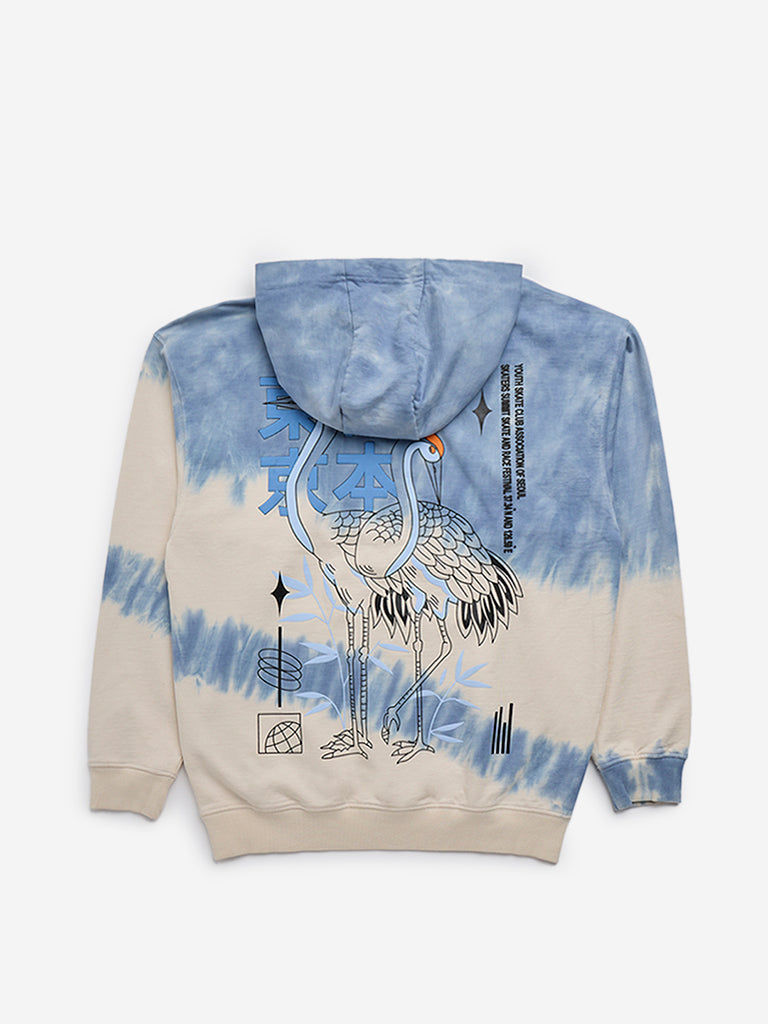 Y&F Kids Blue Tie-Dye Printed Cotton Sweatshirt