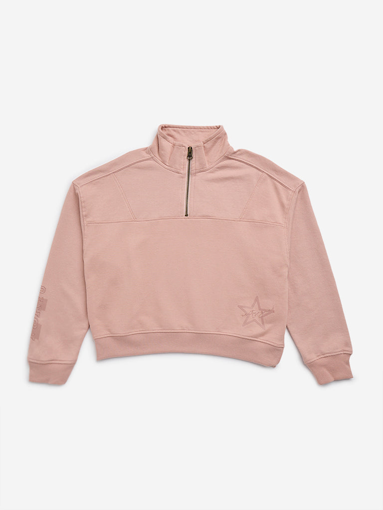 Y&F Kids Dusty Pink Solid Sweatshirt