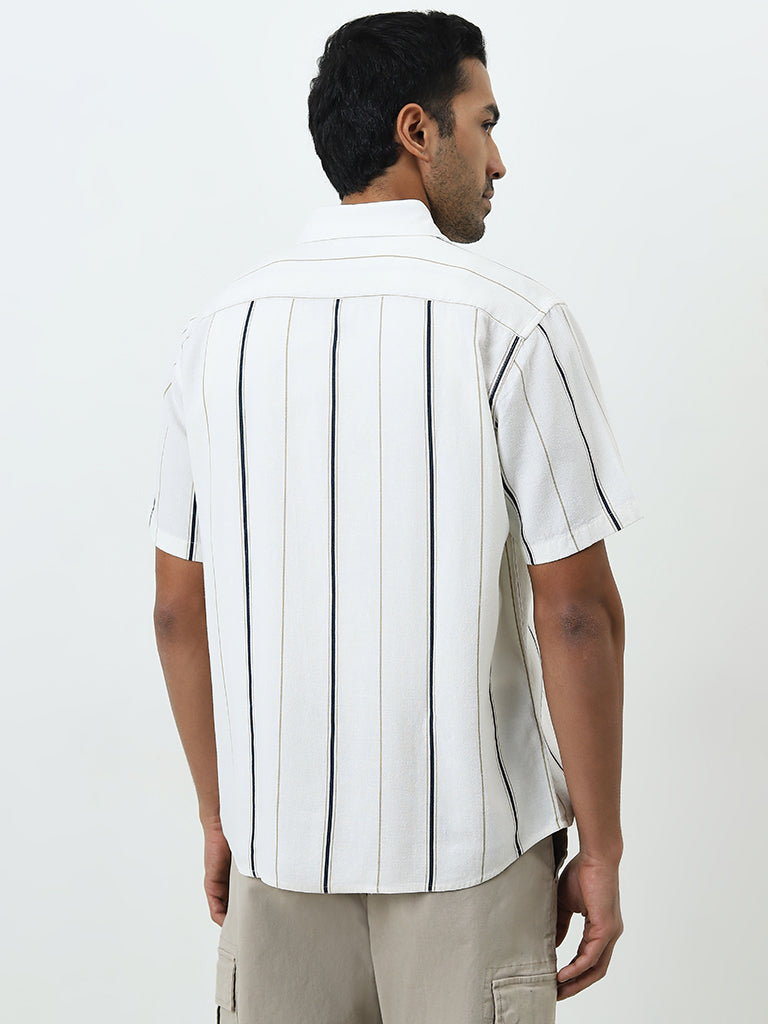 Ascot Off-White Striped Relaxed-Fit Shirt