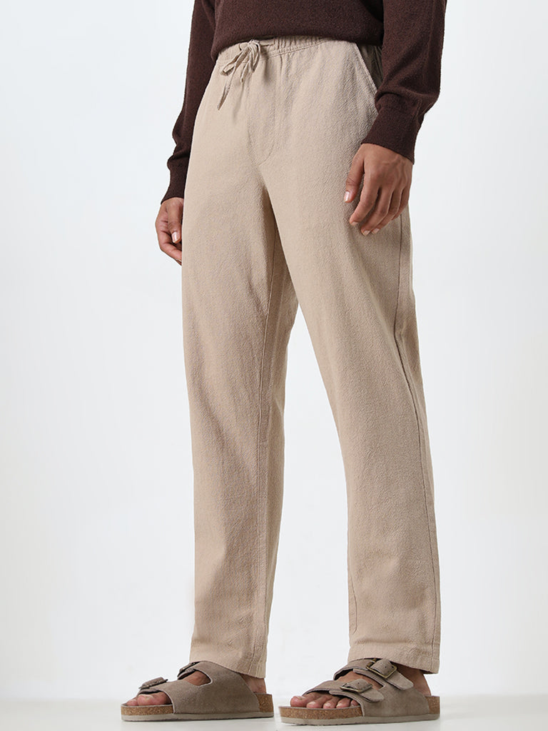 ETA Taupe Relaxed-Fit Mid-Rise Cotton Chinos