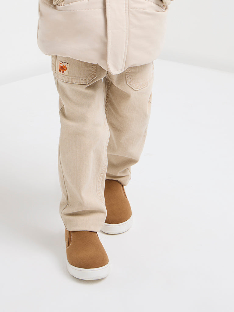 HOP Kids Beige Relaxed - Fit Mid - Rise Jeans