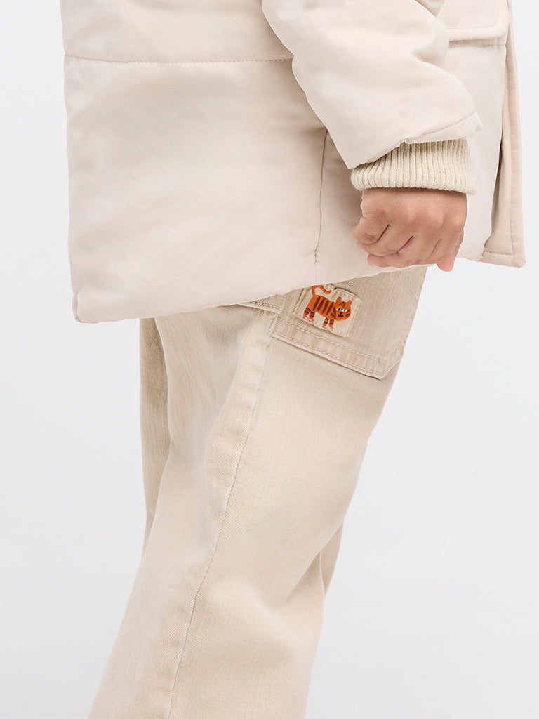 HOP Kids Beige Relaxed - Fit Mid - Rise Jeans