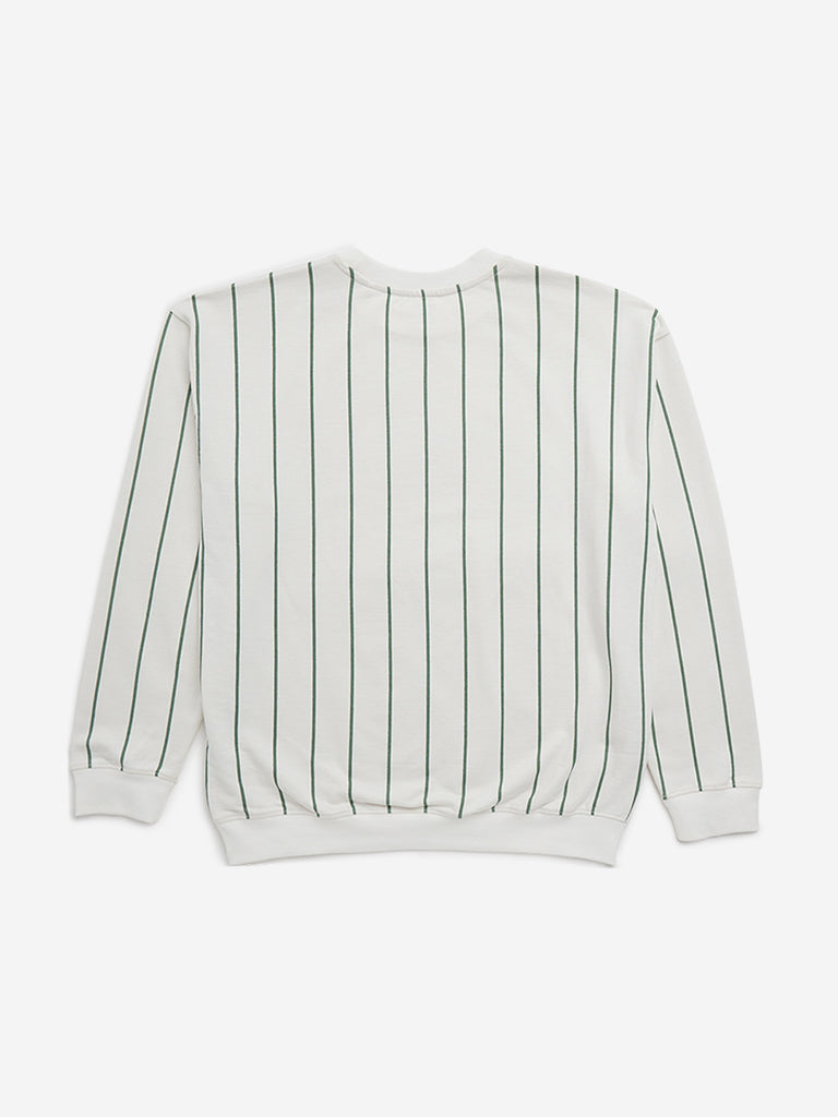 Y&F Kids Off-White Stripe Patterned Sweatshirt