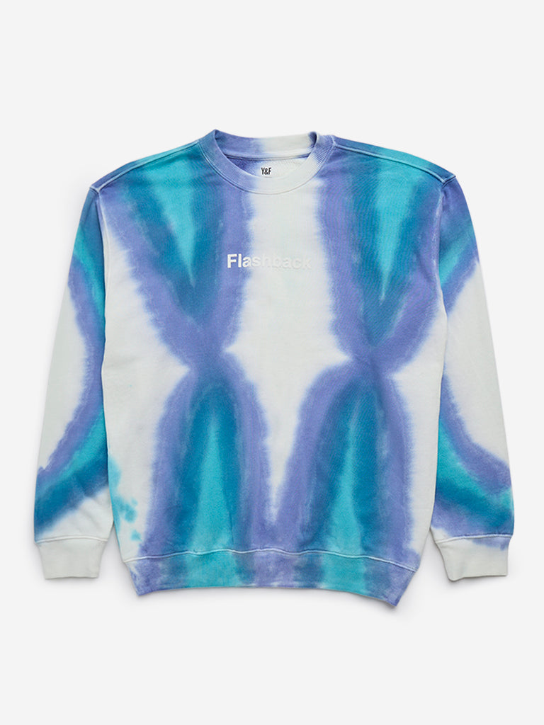 Y&F Kids Blue Tie-Dye Design Cotton Sweatshirt