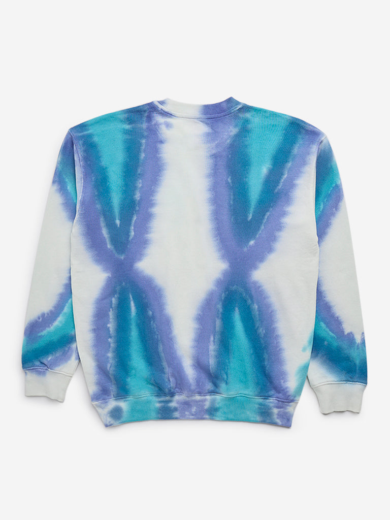 Y&F Kids Blue Tie-Dye Design Cotton Sweatshirt