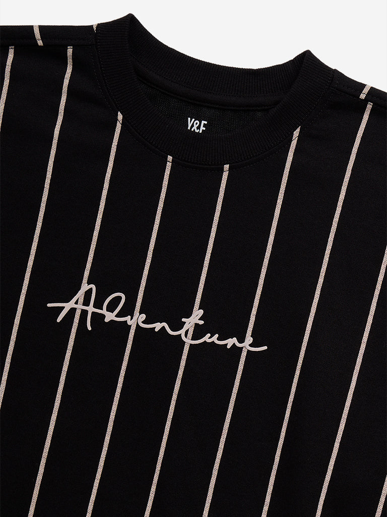 Y&F Kids Black Striped Sweatshirt