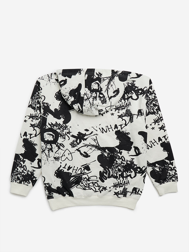 Y&F Kids Black Abstract Design Hoodie