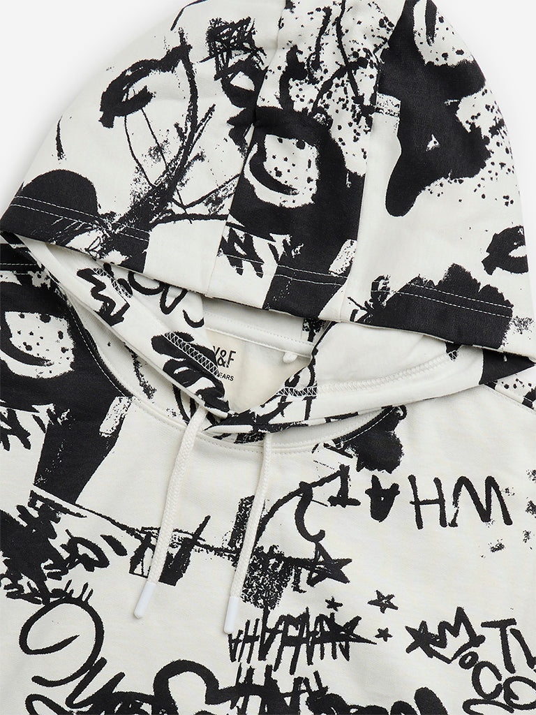 Y&F Kids Black Abstract Design Hoodie