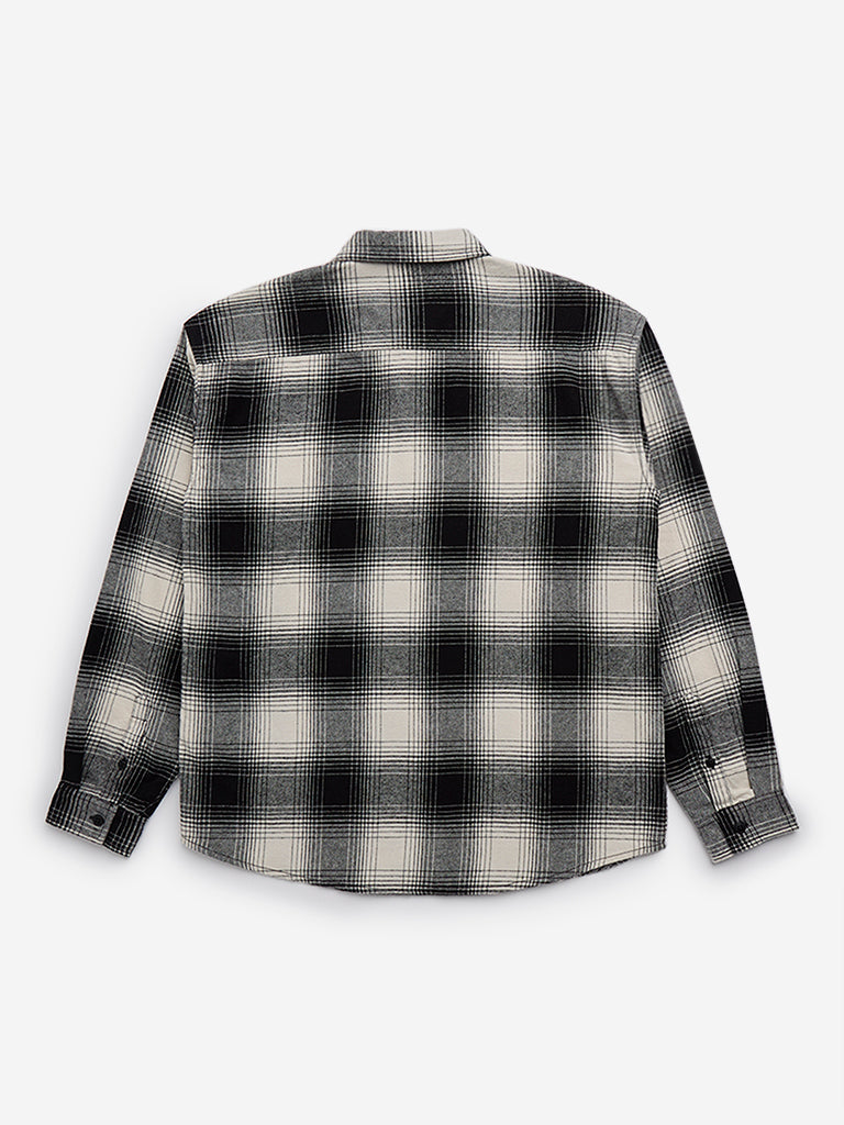 Y&F Kids Black Checkered Cotton Shirt