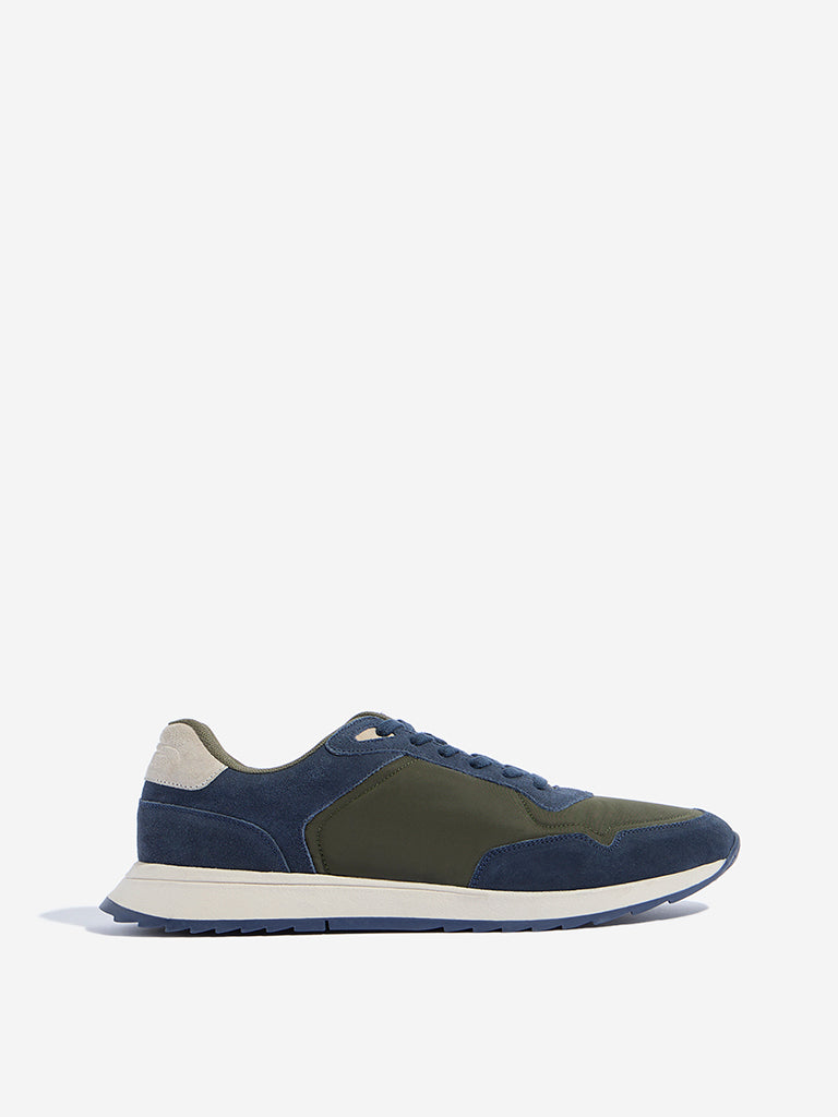 SOLEPLAY Navy Colour-Blocked Lace-Up Sneakers