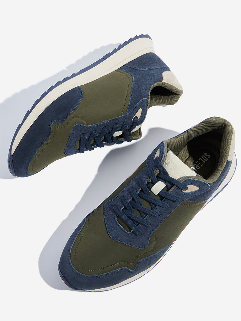 SOLEPLAY Navy Colour-Blocked Lace-Up Sneakers