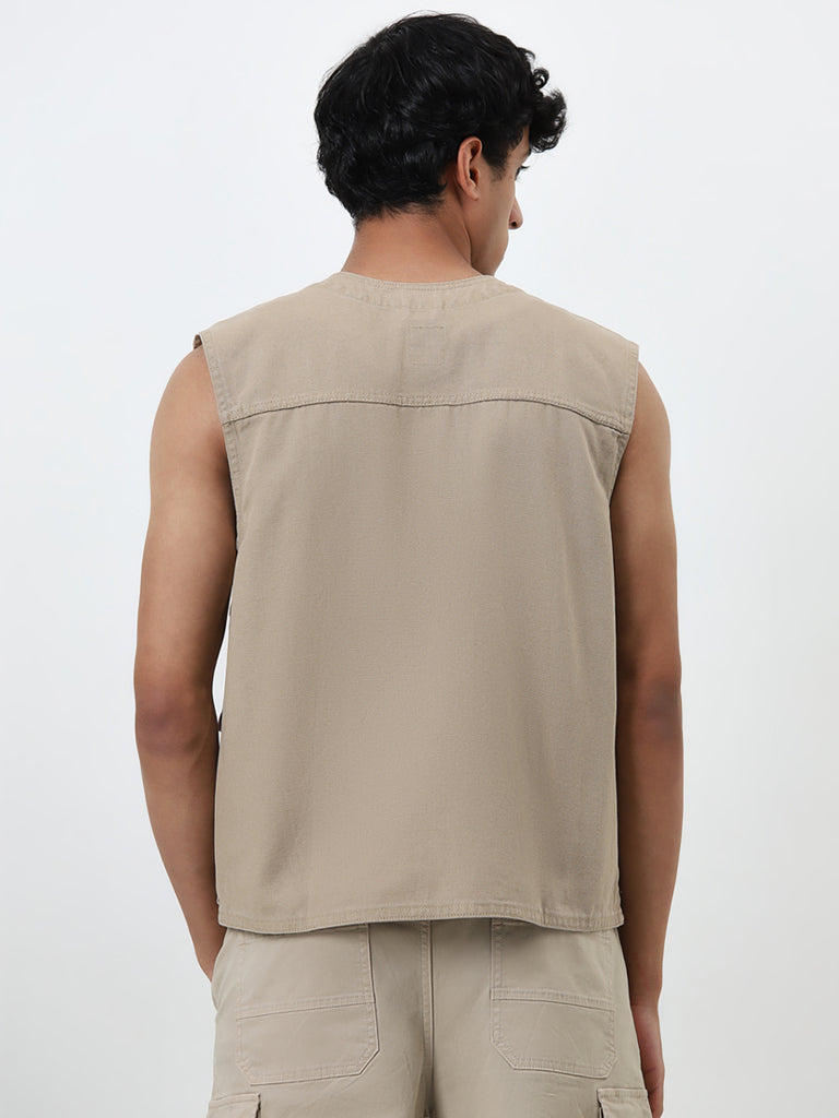 Nuon Beige Relaxed-Fit Cotton Jacket