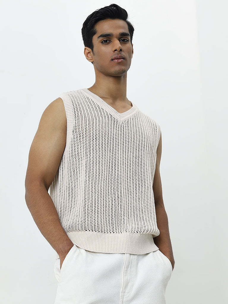 Nuon Off-White Knit-Textured Relaxed-Fit T-Shirt