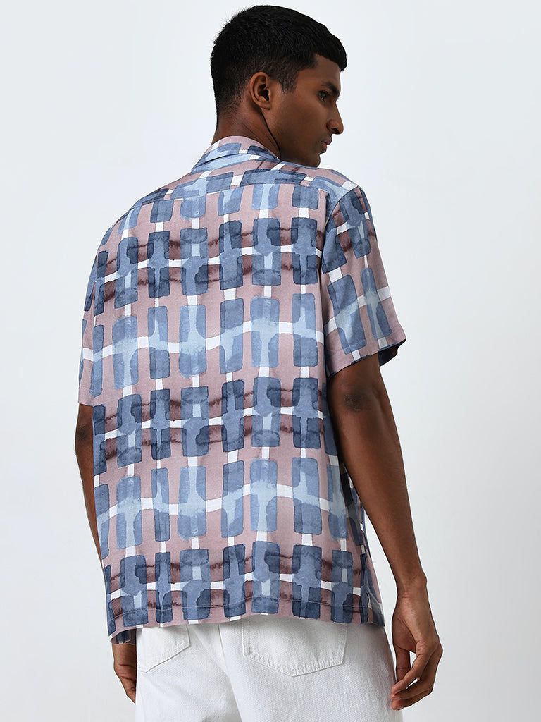 Nuon Blue Abstract Design Relaxed-Fit Shirt