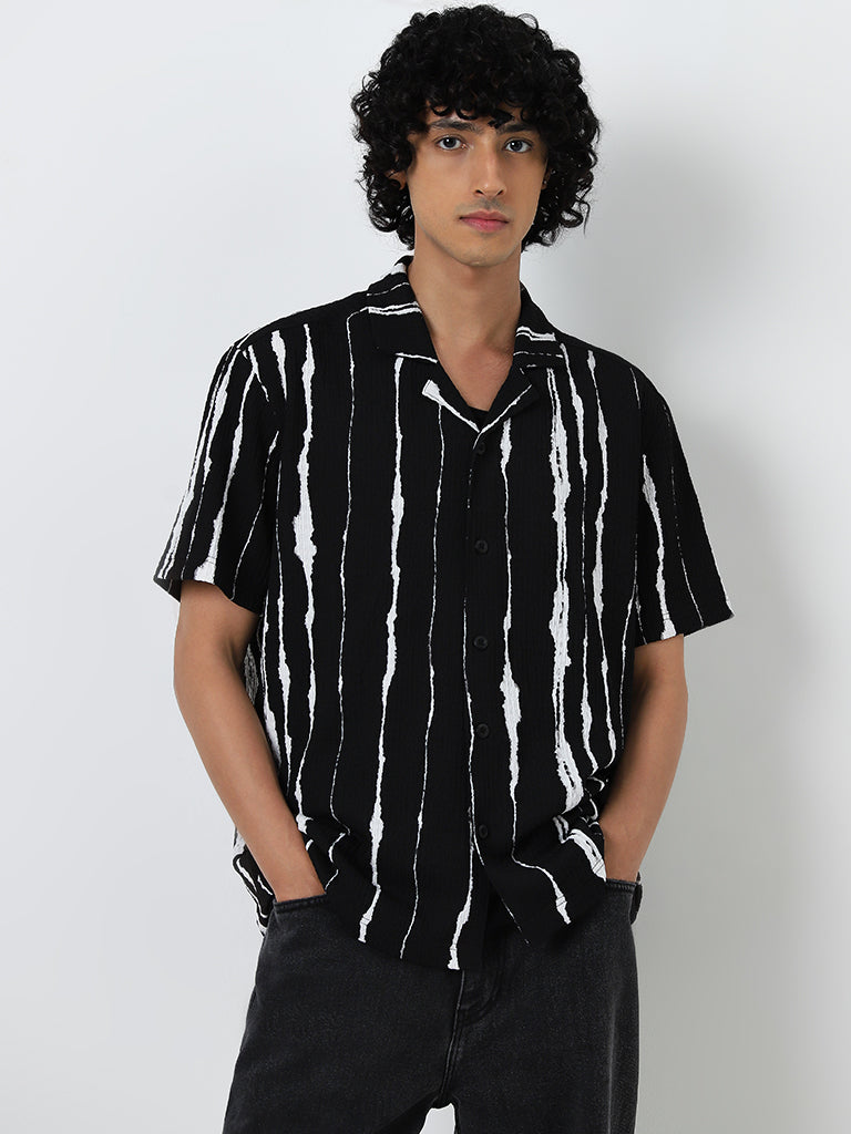 Nuon Black Relaxed-Fit Cotton Blend Shirt