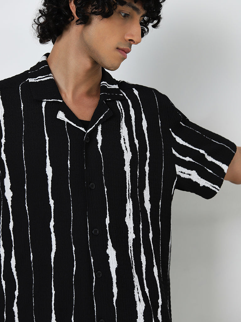 Nuon Black Relaxed-Fit Cotton Blend Shirt