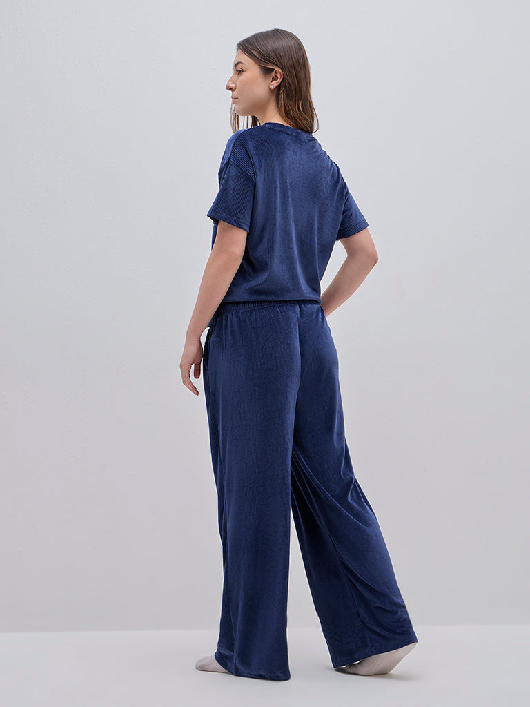 Wunderlove Navy Corduroy High-Rise Lounge Pants