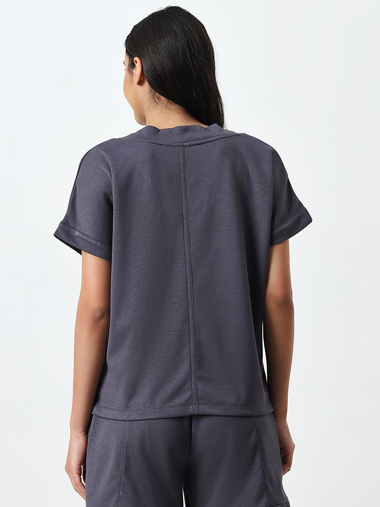 Wunderlove Grey V-Neck Soft Touch Top