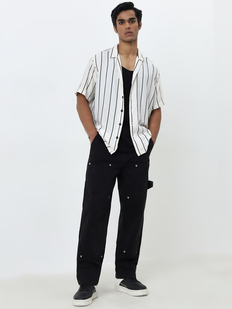 Nuon Off-White Striped Relaxed-Fit Shirt