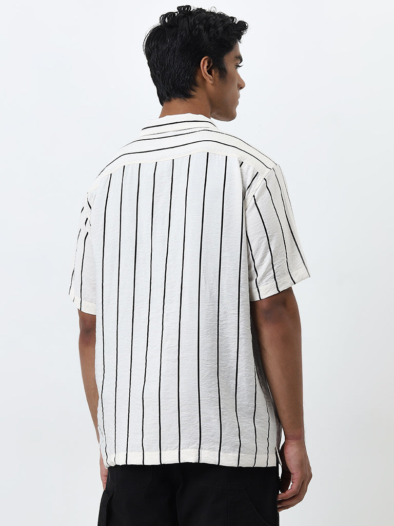 Nuon Off-White Striped Relaxed-Fit Shirt