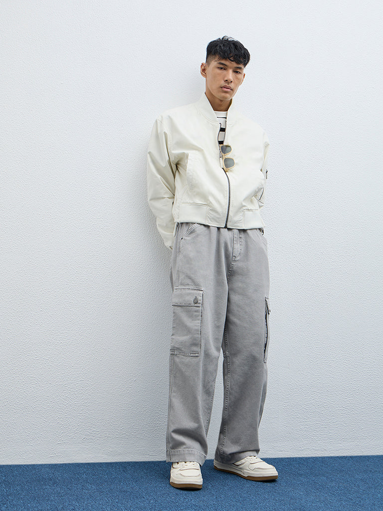 Nuon Off-White Relaxed-Fit Cotton Jacket