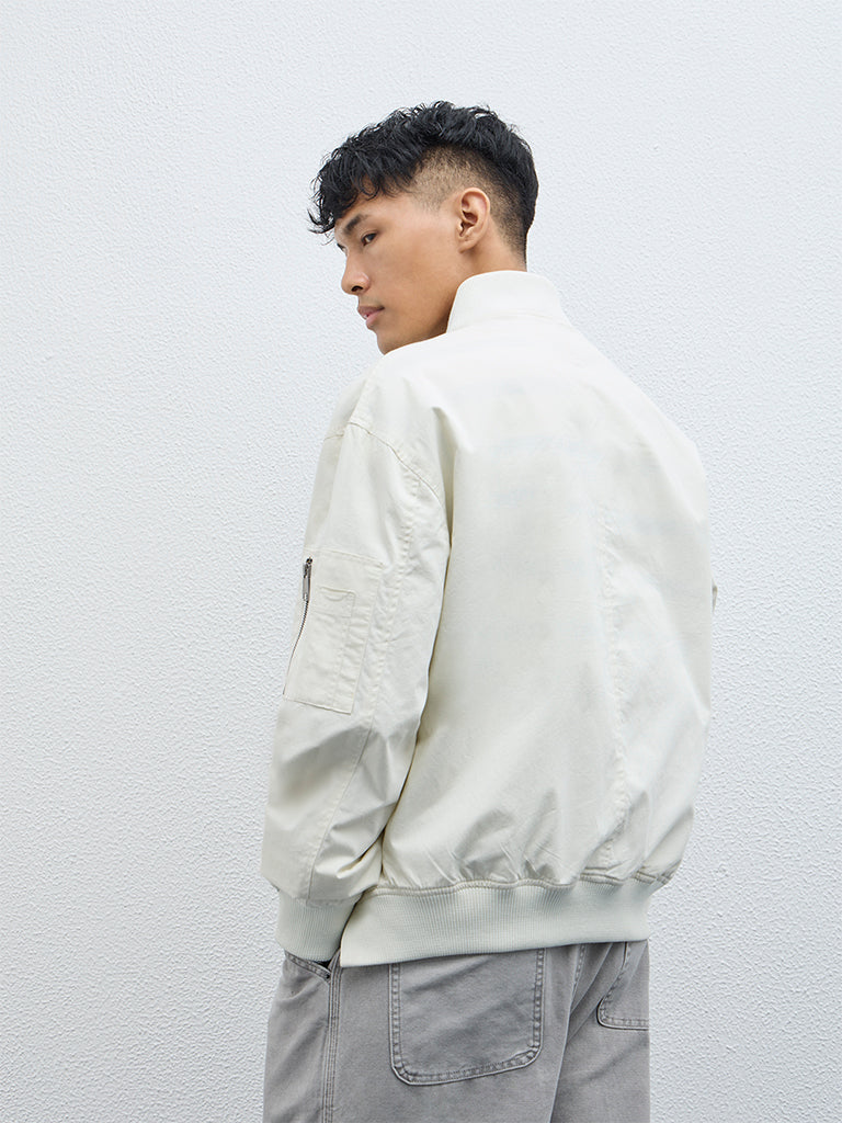 Nuon Off-White Relaxed-Fit Cotton Jacket