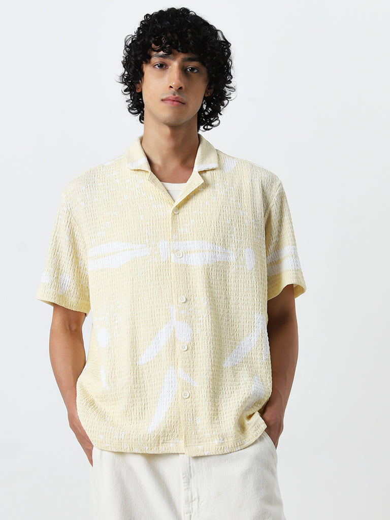 Nuon Yellow Abstract Printed Relaxed Fit Shirt