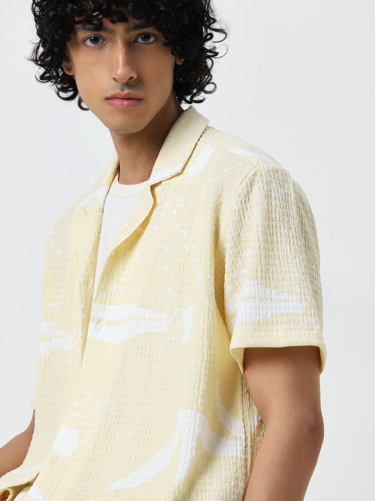 Nuon Yellow Abstract Printed Relaxed Fit Shirt