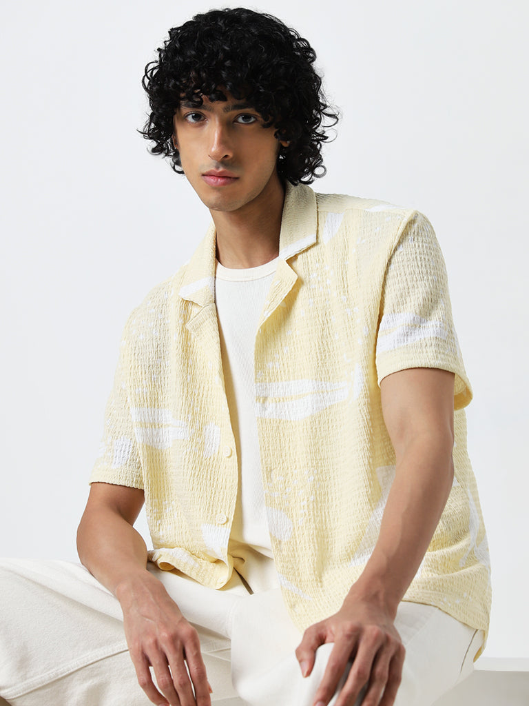 Nuon Yellow Abstract Printed Relaxed Fit Shirt