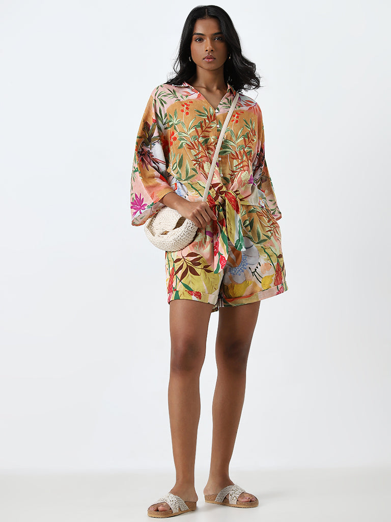 LOV Multicolour Leaf Printed Blouse