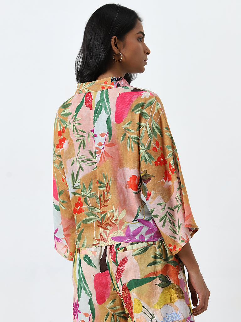 LOV Multicolour Leaf Printed Blouse